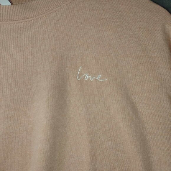 Divided H&M Women M Pink Love Embroidered Slouchy Lagenlook Long‎ Sleeve Sweater - Picture 5 of 9